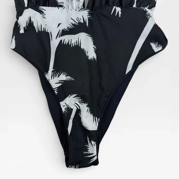 MAAJI Safari Reversible One Piece Swimsuit Womens Sz Small Black Palm Print NWT - Picture 10 of 16